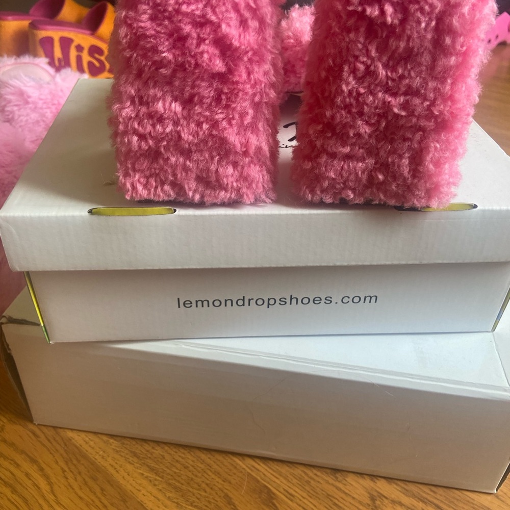 Pink Fuzzy Lemon drop by Privilege heels 💗🍋